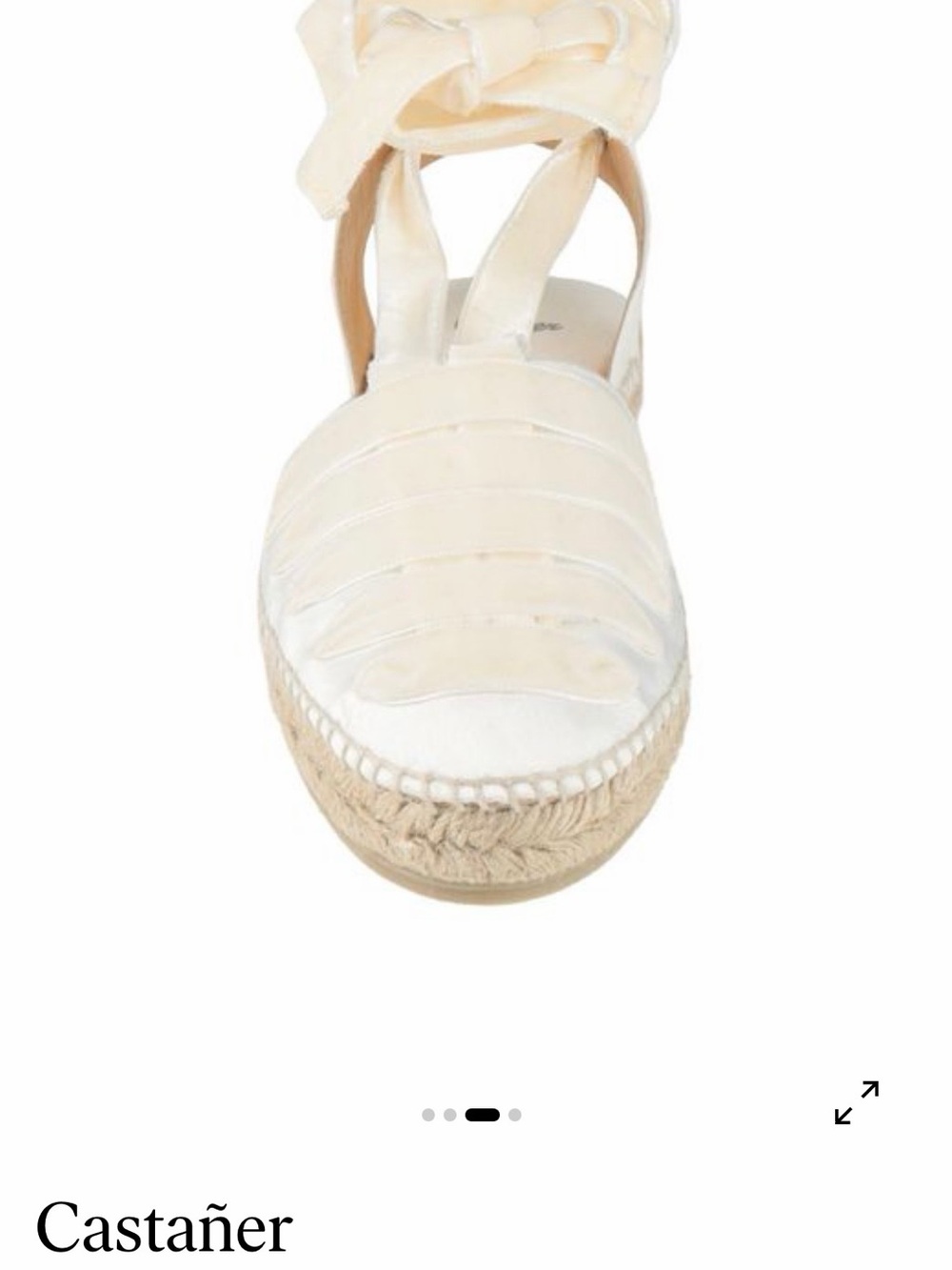 Castañer Cream Satin Espadrille with Ankle Tie